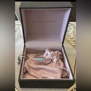 EF Collection 14k White Gold Enamel And Diamond Ring - Turquoise - Size 7